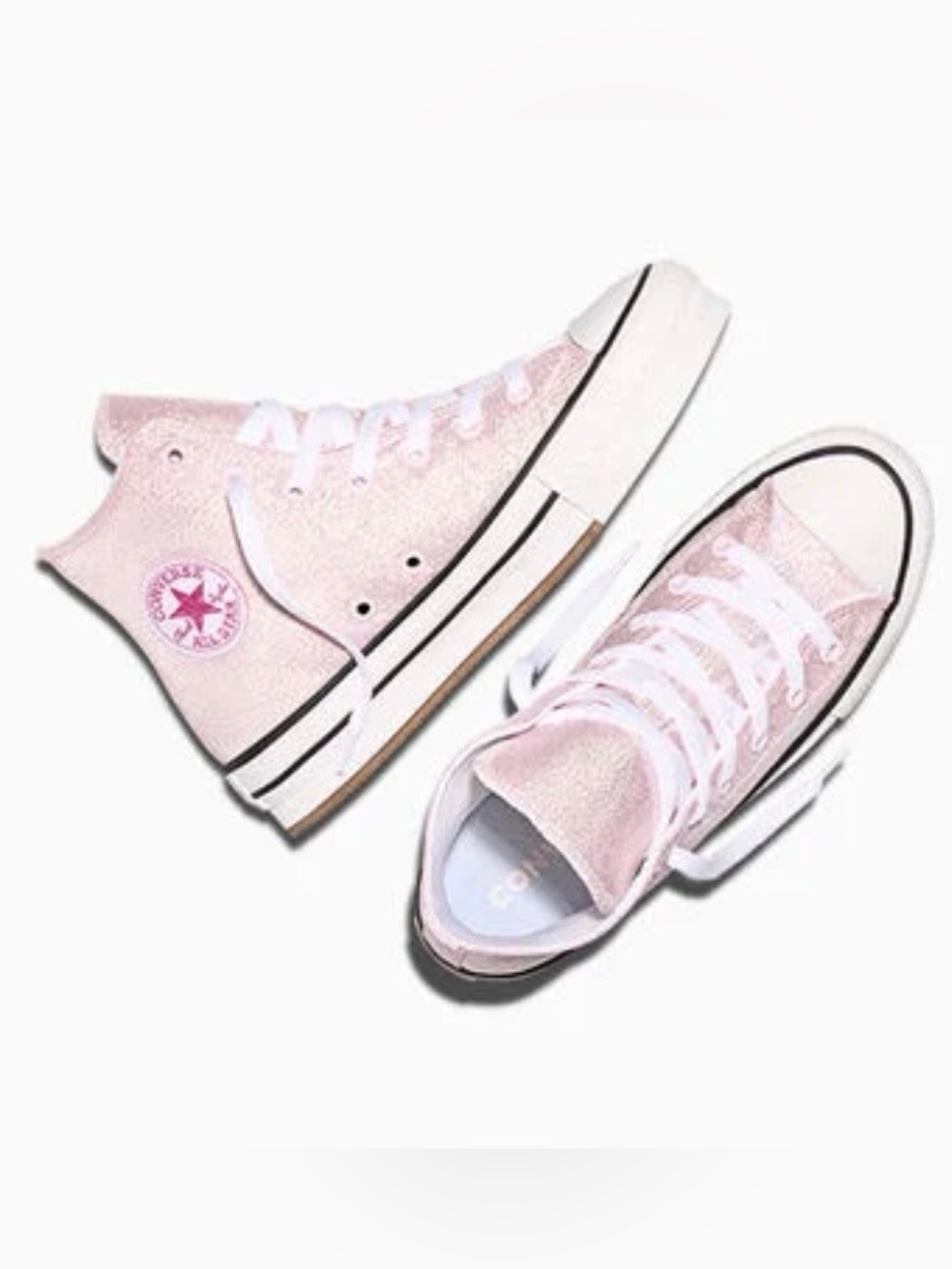 Converse Chuck Taylor All Star Pink Shine High Top Platform Lace Up Shoe Youth 1